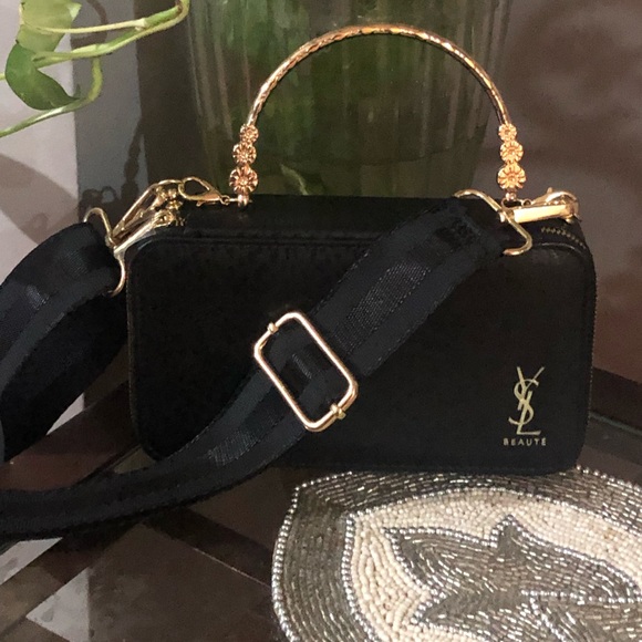 Yves Saint Laurent Beaute Makeup  Cosmetics Hard Case in to crossbody bag - Picture 1 of 17